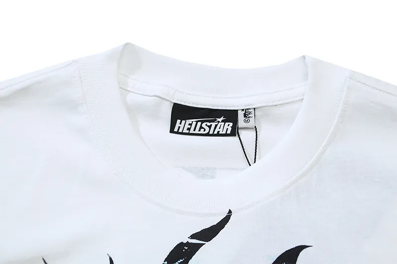 P110 5609# Real shot Hellstar Meichao high street pure cotton loose short-sleeved T-shirt Fabric: 240g 32 count fine cotton double yarn pure cotton Color: White Size: S M L XL