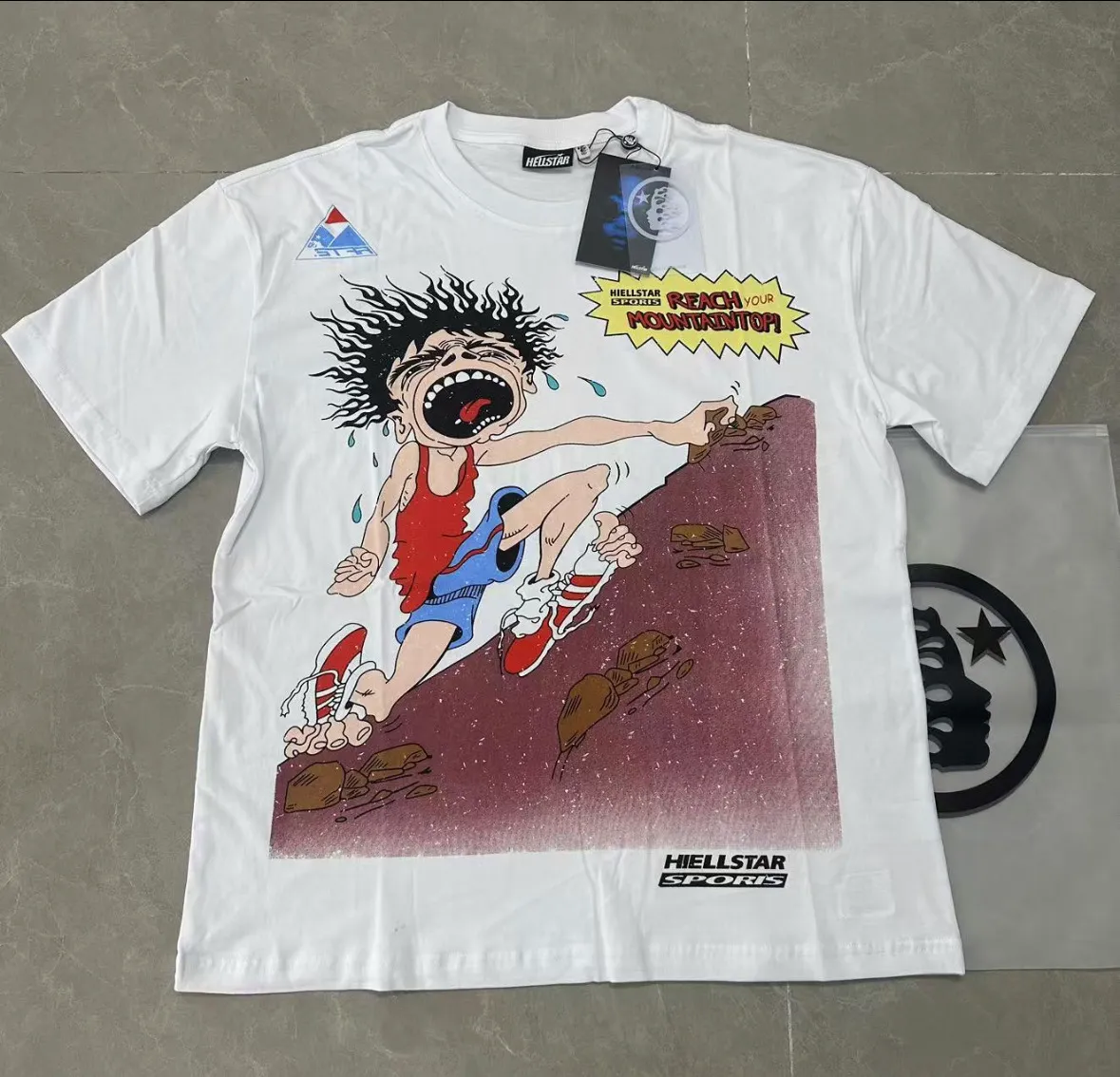 P108 Real-stock Hellstar Cross-border European and American style, street fashion brand pure cotton T-shirt Fabric (fabric): 32 pieces of 240g heavy combed double yarn pure cotton Size (size): S-M- L- X L Color (colour): white 👉