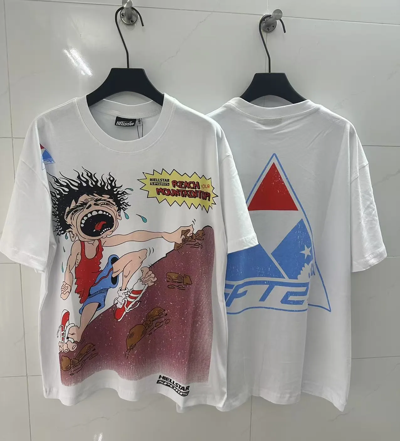 P108 Real-stock Hellstar Cross-border European and American style, street fashion brand pure cotton T-shirt Fabric (fabric): 32 pieces of 240g heavy combed double yarn pure cotton Size (size): S-M- L- X L Color (colour): white 👉