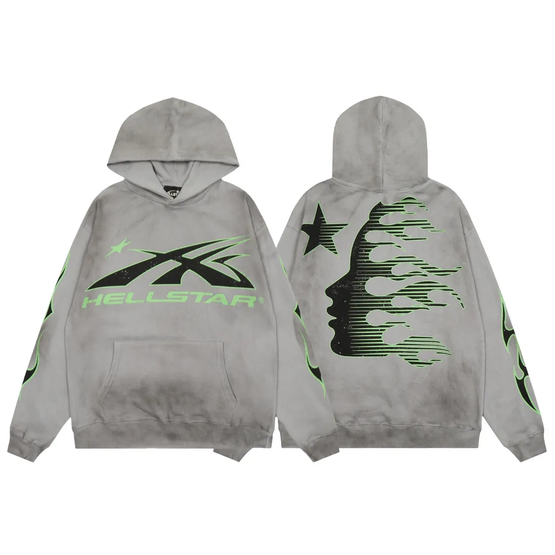 P240 Hellstar Hooded Sweatshirt Fashion brand pure cotton washed and distressed sweatshirt hoodie The new hot trendy Hellstar!  Standard beauty and trendy workmanship, original customization (fabric, pattern, printing, hang tag, main mark, etc.), exaggerated style, explosive style, dare to break through tradition, bring adventurous new fashion experience!   YoungBoy, the most popular rapper in the youth circle, has shot a lot of models for him, and celebrities such as Dababy and Swae Lee frequently get dressed!  color: gray Size: S, M, L, XL