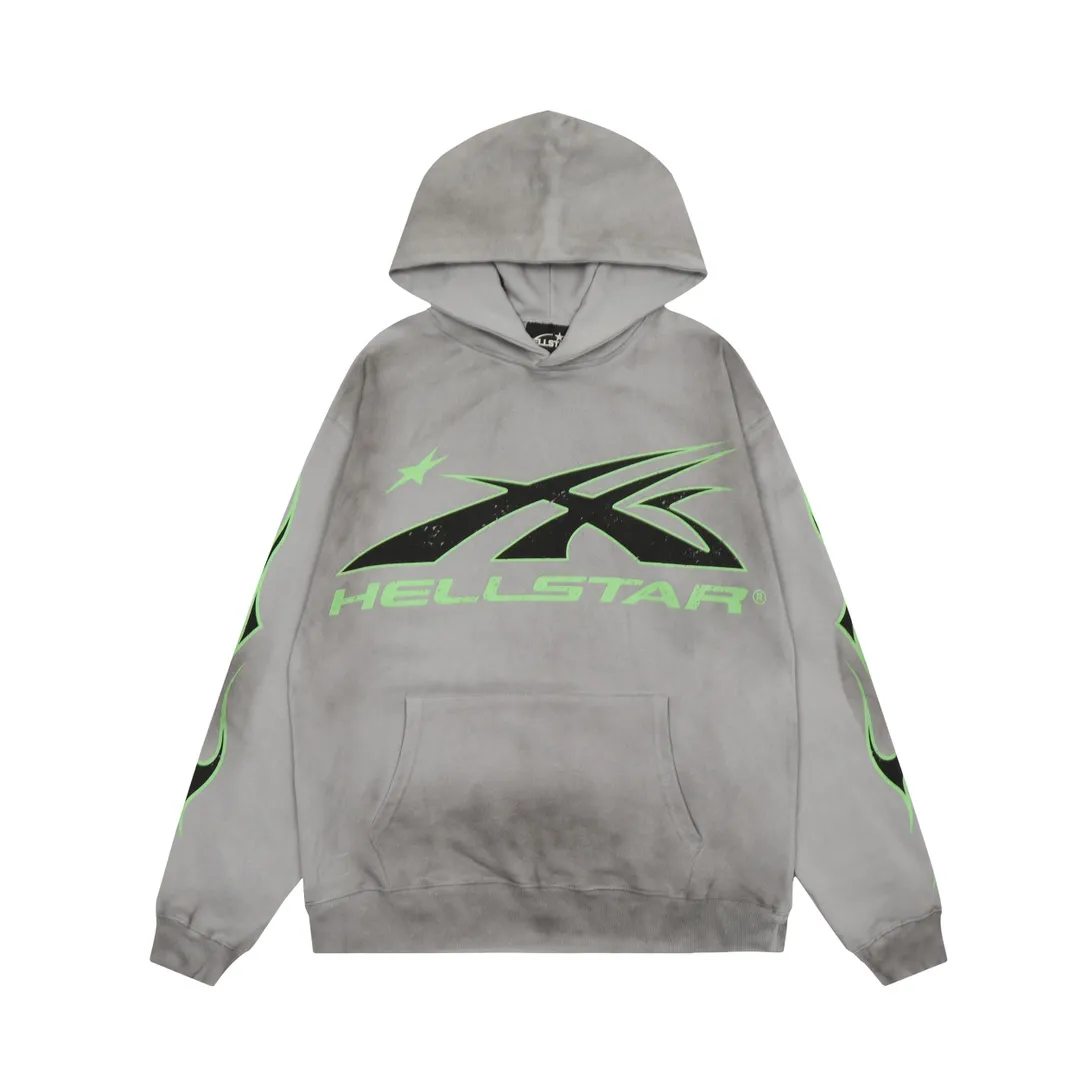 P240 Hellstar Hooded Sweatshirt Fashion brand pure cotton washed and distressed sweatshirt hoodie The new hot trendy Hellstar!  Standard beauty and trendy workmanship, original customization (fabric, pattern, printing, hang tag, main mark, etc.), exaggerated style, explosive style, dare to break through tradition, bring adventurous new fashion experience!   YoungBoy, the most popular rapper in the youth circle, has shot a lot of models for him, and celebrities such as Dababy and Swae Lee frequently get dressed!  color: gray Size: S, M, L, XL