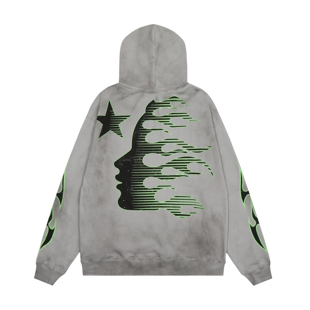 P240 Hellstar Hooded Sweatshirt Fashion brand pure cotton washed and distressed sweatshirt hoodie The new hot trendy Hellstar!  Standard beauty and trendy workmanship, original customization (fabric, pattern, printing, hang tag, main mark, etc.), exaggerated style, explosive style, dare to break through tradition, bring adventurous new fashion experience!   YoungBoy, the most popular rapper in the youth circle, has shot a lot of models for him, and celebrities such as Dababy and Swae Lee frequently get dressed!  color: gray Size: S, M, L, XL