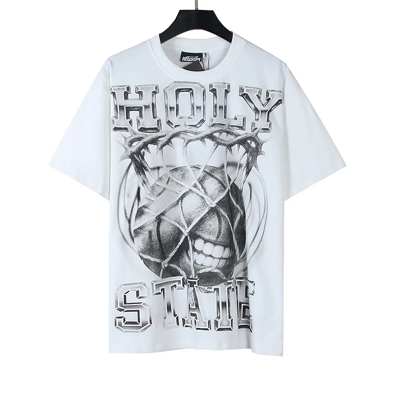 P110 5618# Real shot Hellstar Meichao high street pure cotton loose short-sleeved T-shirt Fabric: 240g 32 count fine cotton double yarn pure cotton Color: White Size: S M L XL