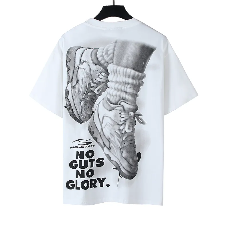 P110 5618# Real shot Hellstar Meichao high street pure cotton loose short-sleeved T-shirt Fabric: 240g 32 count fine cotton double yarn pure cotton Color: White Size: S M L XL
