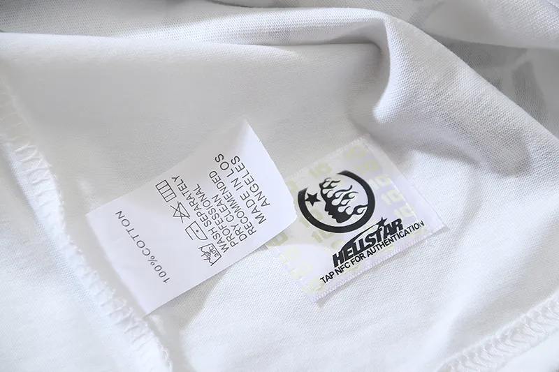 P110 5618# Real shot Hellstar Meichao high street pure cotton loose short-sleeved T-shirt Fabric: 240g 32 count fine cotton double yarn pure cotton Color: White Size: S M L XL