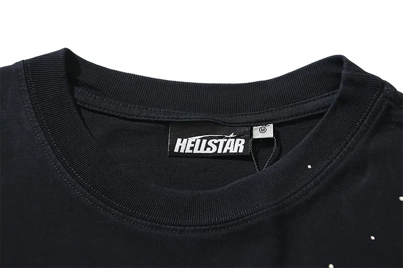 P134 6752# Washed Black + Hot Brick Real Shot Hellstar Washed Retro Beauty Trendy Hot Brick Printed Short Sleeve T-shirt Fabric: 250g 32 Count Fine Cotton Double Yarn Pure Cotton Color: Washed Black + Hot Brick Code Number: S M L XL