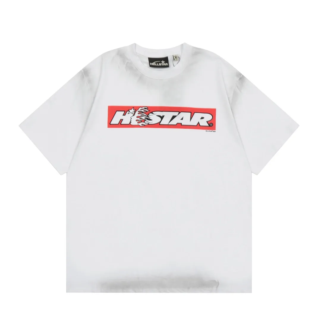 P126 HELLSTAR BOX LOGO T-SHIRT Spray Ma Liu T-shirt short sleeves, the new hot beauty trend Hellstar!  Standard beauty and trendy workmanship, original customization (fabric, pattern, printing, hang tag, main mark, etc.), exaggerated style, explosive style, dare to break through tradition, bring adventurous new fashion experience!  YoungBoy, the most popular rapper in the youth circle, has shot a lot of models for him, and celebrities such as Dababy and Swae Lee frequently get dressed!  color: white Size: S, M, L, XL