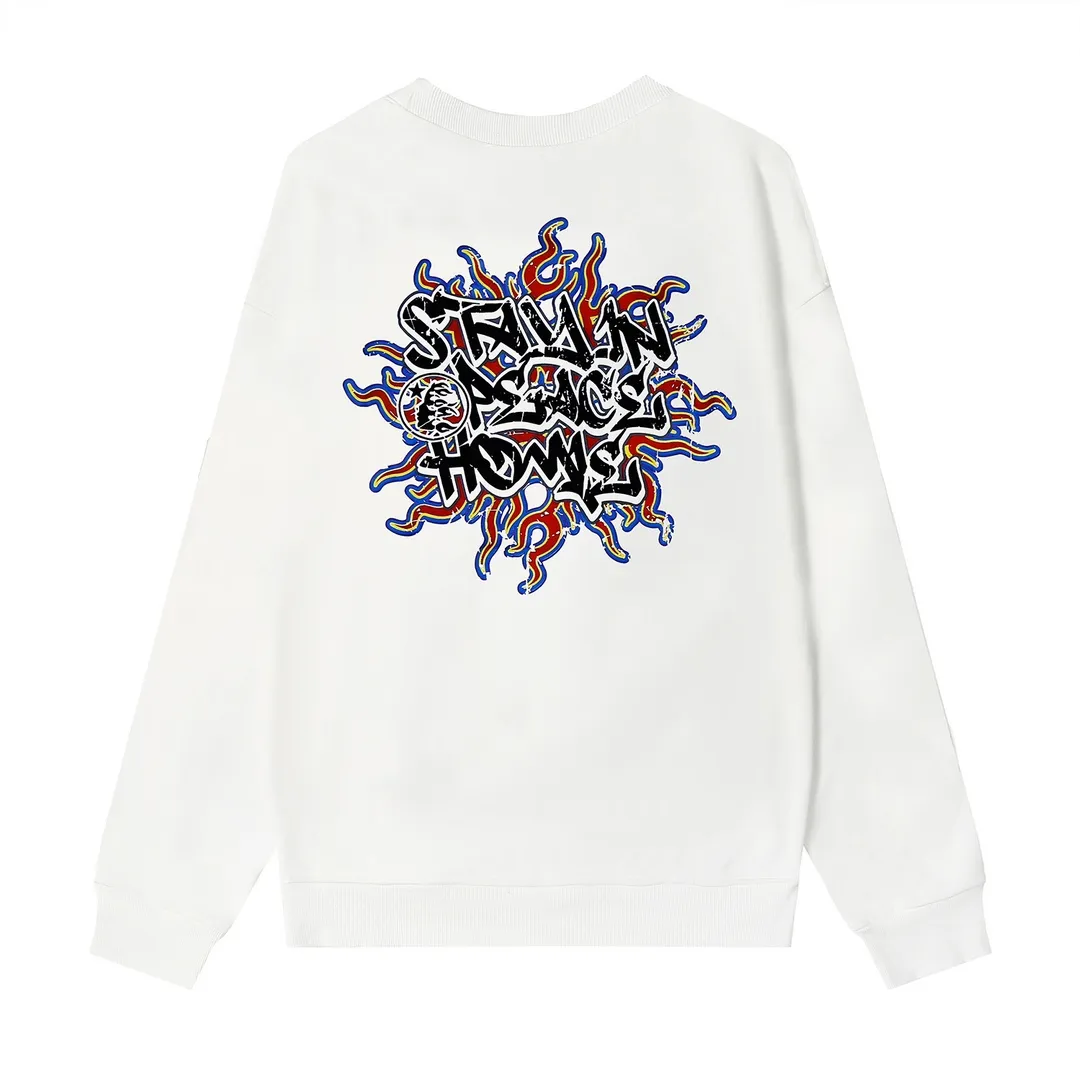 8823# P160 Hellstar high quality Hellstar American trendy printed cotton terry crew neck sweatshirt Color: White Black Size: S M L XL