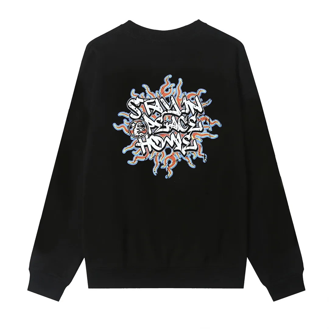 8823# P160 Hellstar high quality Hellstar American trendy printed cotton terry crew neck sweatshirt Color: White Black Size: S M L XL