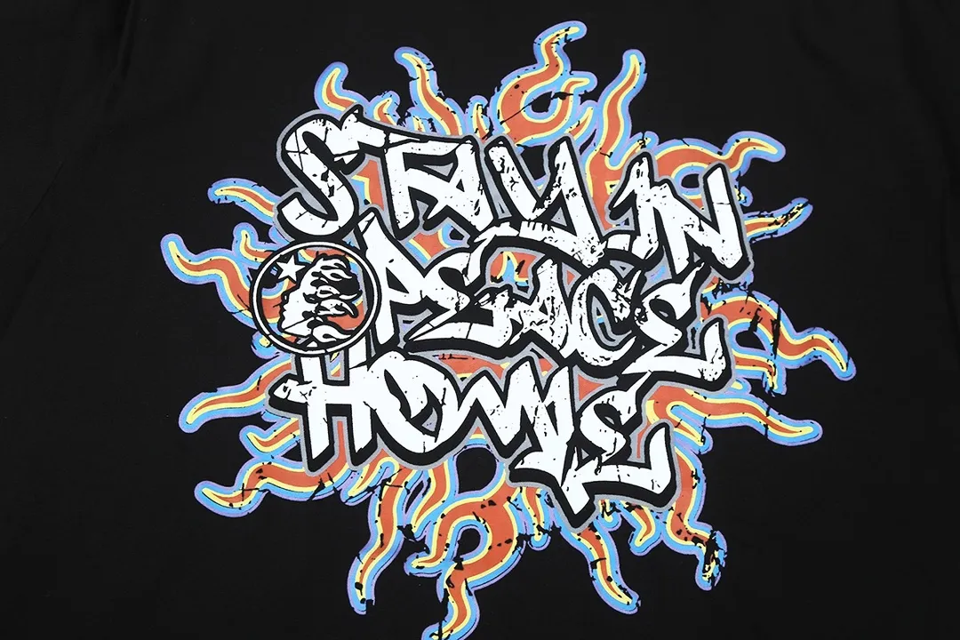 8823# P160 Hellstar high quality Hellstar American trendy printed cotton terry crew neck sweatshirt Color: White Black Size: S M L XL