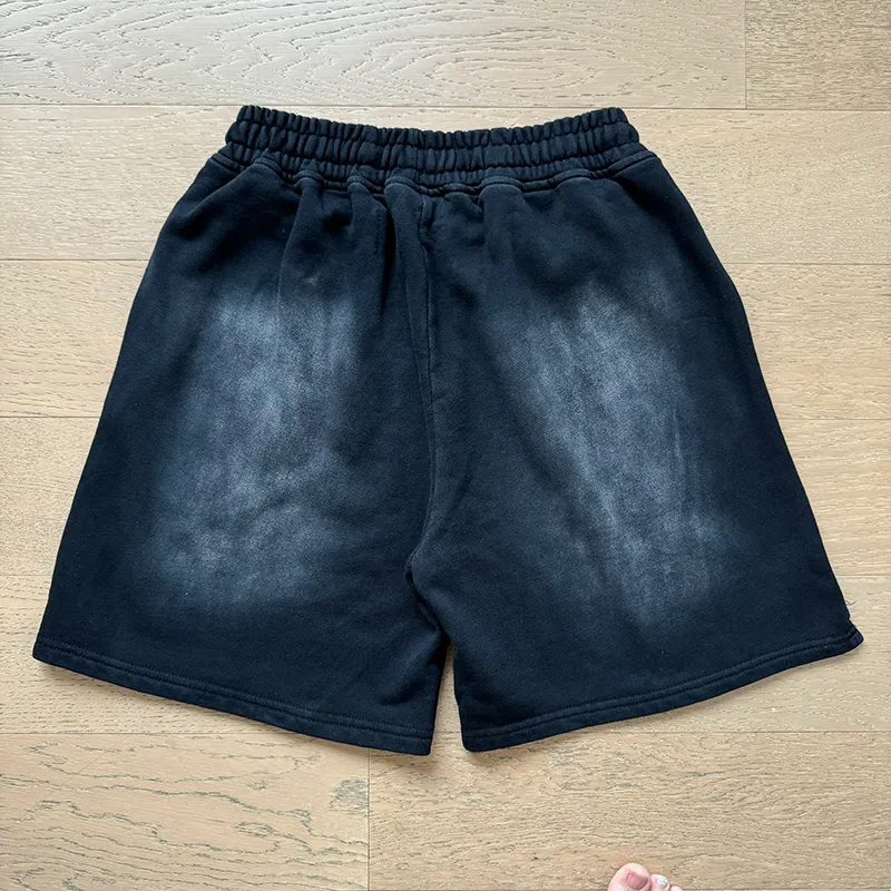 P160 791#washed black Real shot of Hellstar washed and ink-splashed casual shorts Fabric 380g pure cotton terry cloth Color: washed black Size: S M L XL
