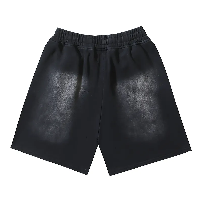 P160 791#washed black Real shot of Hellstar washed and ink-splashed casual shorts Fabric 380g pure cotton terry cloth Color: washed black Size: S M L XL