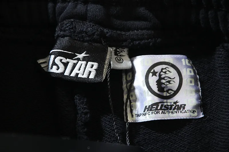 P160 791#washed black Real shot of Hellstar washed and ink-splashed casual shorts Fabric 380g pure cotton terry cloth Color: washed black Size: S M L XL