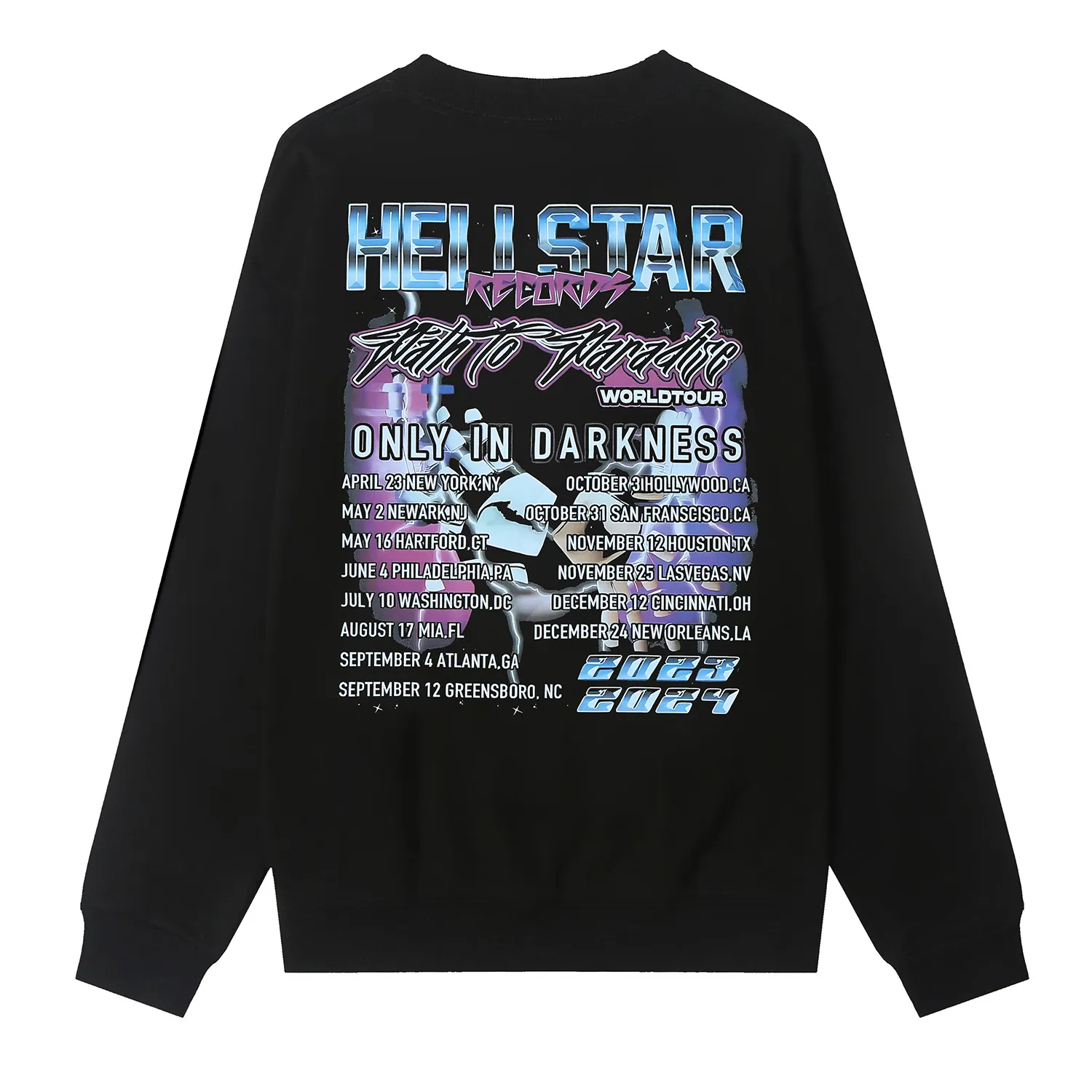 8829# P160 Hellstar high-quality Hellstar American trendy printed cotton terry crew neck sweatshirt Color: White Black Size: S M L XL