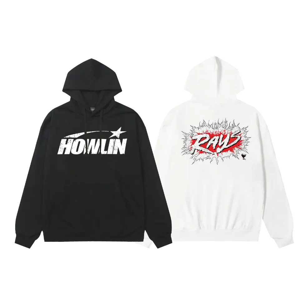 9917# P196 Ins American hip-hop trendy brand hellstar letter printed high street loose hooded pullover sweatshirt for men and women Color: Black White Size: S M L XL