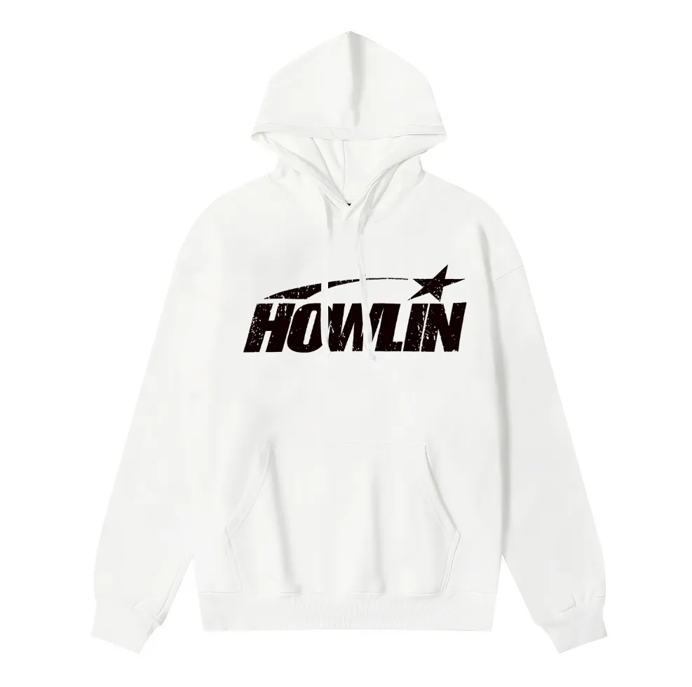 9917# P196 Ins American hip-hop trendy brand hellstar letter printed high street loose hooded pullover sweatshirt for men and women Color: Black White Size: S M L XL