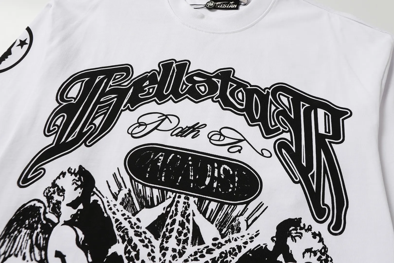 P140 Real-stock Hellstar Cross-border European and American style/street fashion brand pure cotton long-sleeved T-shirt Fabric (fabric): High-density 26-count 270-gram heavy combed double yarn pure cotton Size (size): S-M- L- X L Color (colour): Active black/ivory white 👉