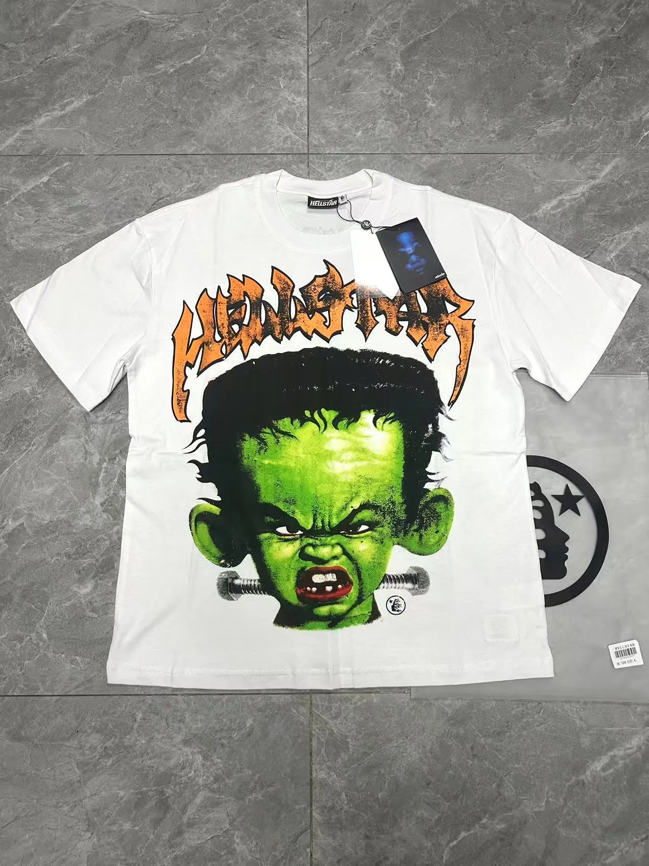 P108 Real-stock Hellstar Cross-border European and American style, street fashion brand pure cotton T-shirt Fabric (fabric): 32 counts of 240g heavy combed double yarn pure cotton Size (size): S-M- L- X L Color (colour): White 👉 👉