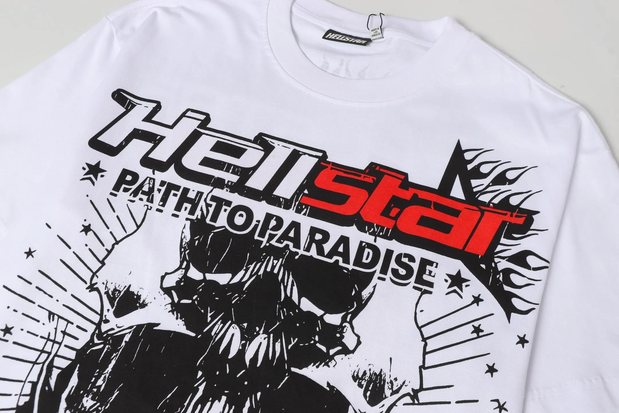 P108 Real-stock Hellstar Cross-border European and American style, street fashion brand pure cotton T-shirt Fabric (fabric): 32 counts of 240g heavy combed double yarn pure cotton Size (size): S-M- L- X L Color (colour): white, apricot