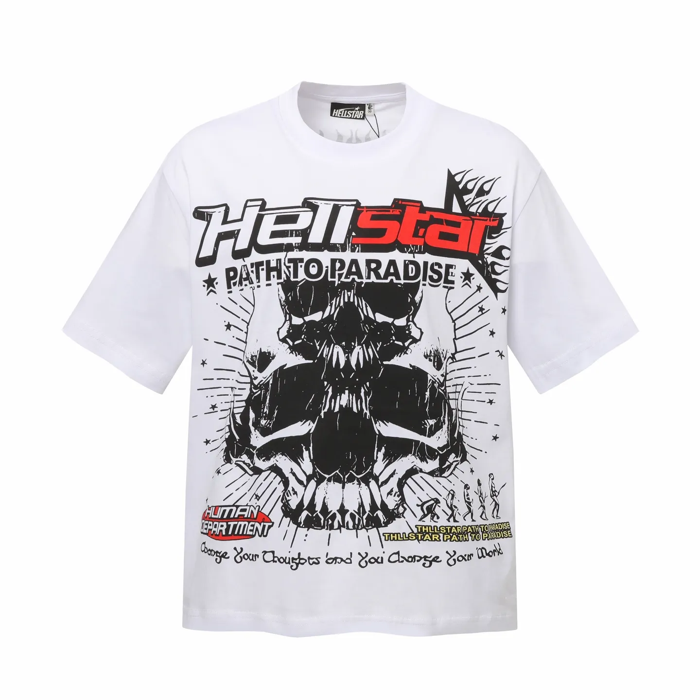 P108 Real-stock Hellstar Cross-border European and American style, street fashion brand pure cotton T-shirt Fabric (fabric): 32 counts of 240g heavy combed double yarn pure cotton Size (size): S-M- L- X L Color (colour): white, apricot