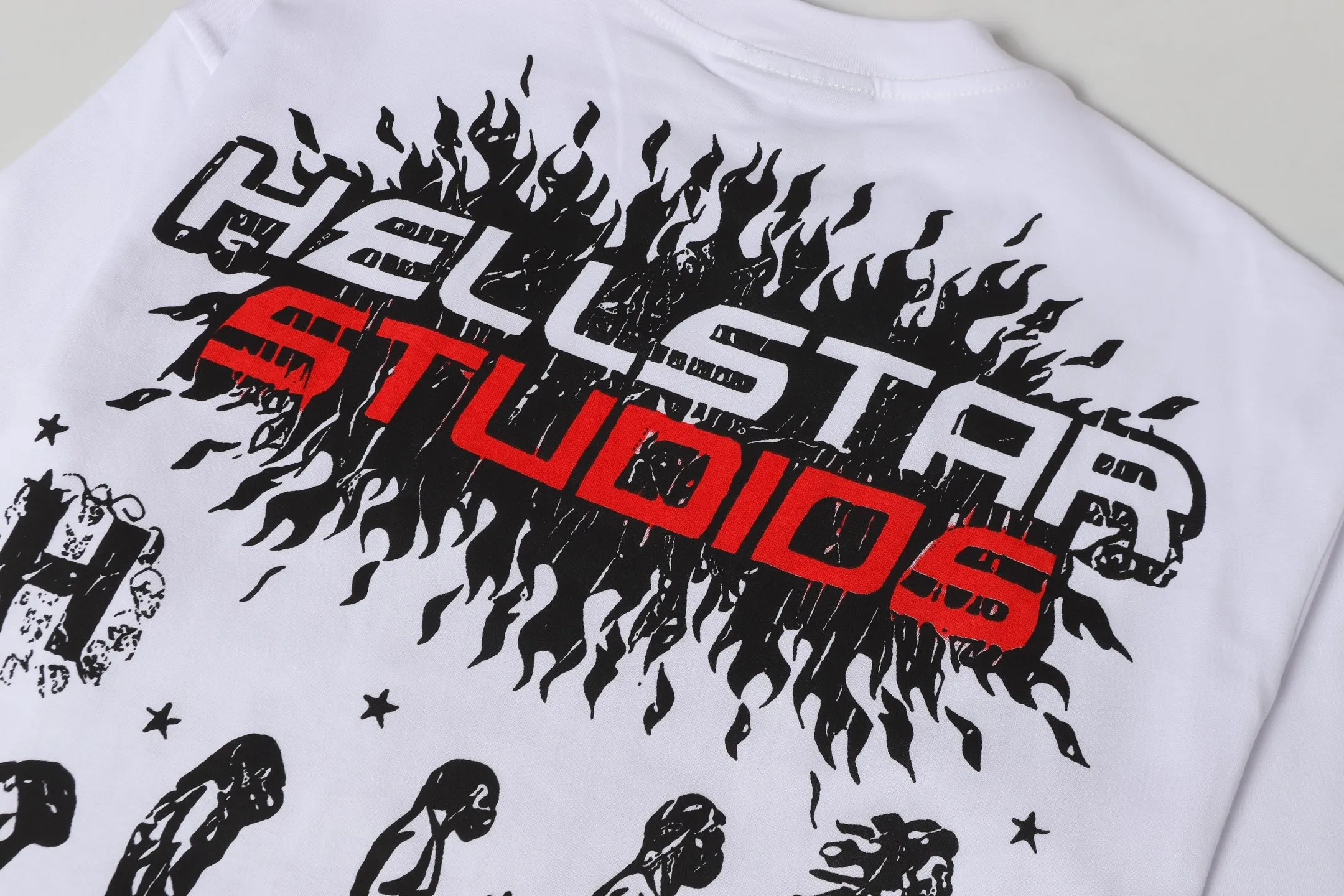 P108 Real-stock Hellstar Cross-border European and American style, street fashion brand pure cotton T-shirt Fabric (fabric): 32 counts of 240g heavy combed double yarn pure cotton Size (size): S-M- L- X L Color (colour): white, apricot