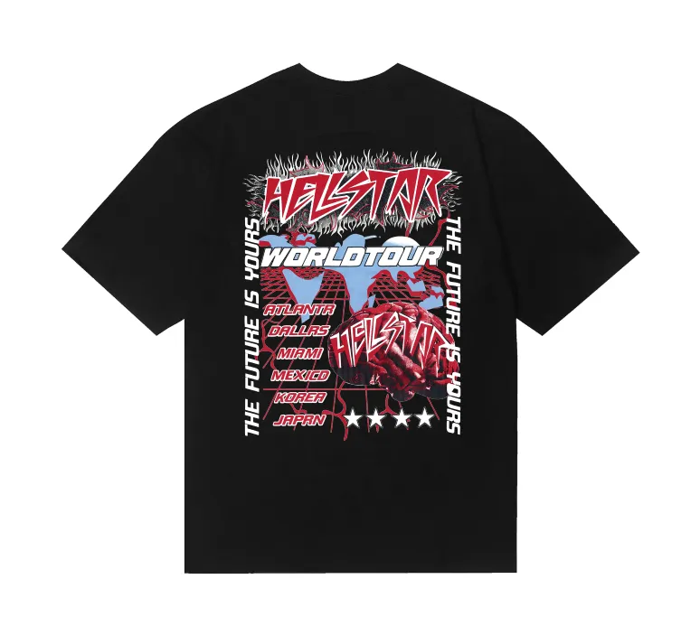 6747# P116 Hellstar American fashion high street pure cotton loose short-sleeved T-shirt Color: White Black Size: S M L XL