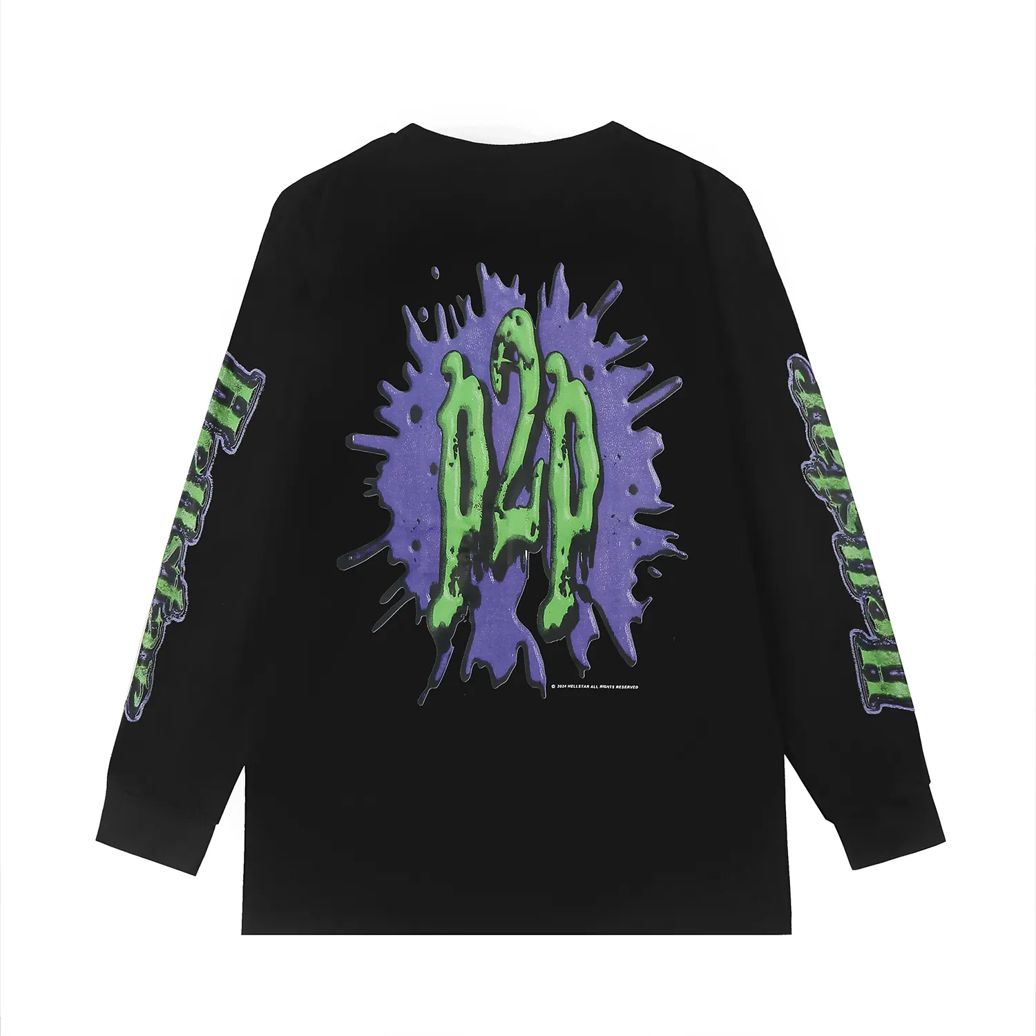 5517# P136 Hellstar Hellstar letter print lightning high street men and women hip-hop loose long-sleeved T-shirt Color: Black White Size: S M L XL