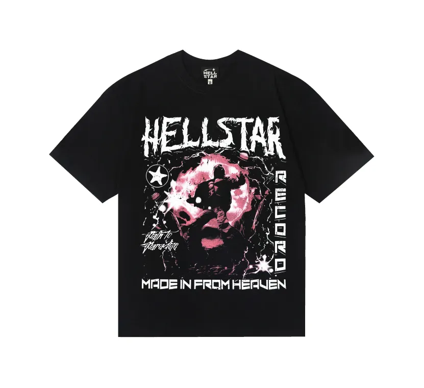 6756# P116 Hellstar American fashion high street pure cotton loose short-sleeved T-shirt Color: Black Size: S M L XL