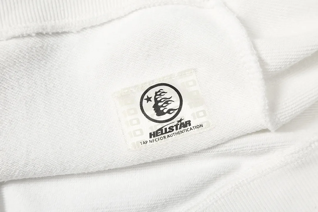 8801# P160 Hellstar high quality Hellstar American trendy printed cotton terry crew neck sweatshirt Color: White Black Size: S M L XL