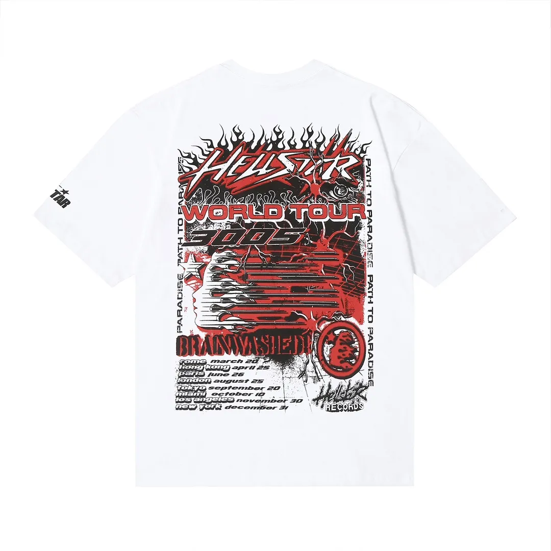6644# P116 Hellstar American fashion high street pure cotton loose short-sleeved T-shirt Color: White Black Apricot Code Number: S M L XL