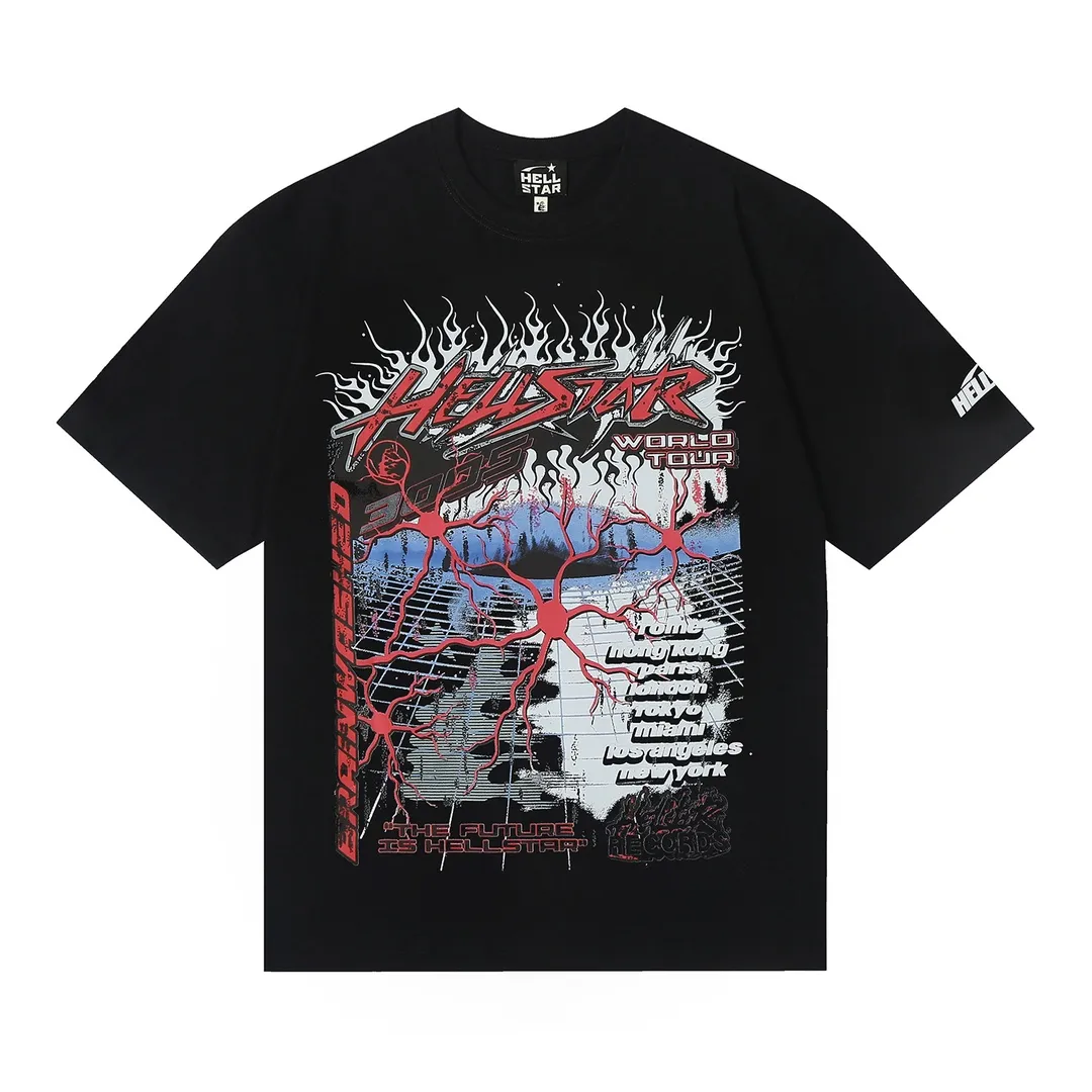 6644# P116 Hellstar American fashion high street pure cotton loose short-sleeved T-shirt Color: White Black Apricot Code Number: S M L XL