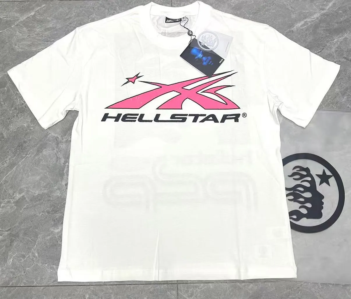 P108 Real-stock Hellstar Cross-border European and American style, street fashion brand pure cotton T-shirt Fabric (fabric): 32 counts of 240g heavy combed double yarn pure cotton Size (size): S-M- L- X L Color (colour): White 👉 👉 👉 👉