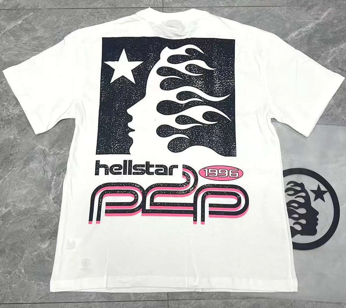 P108 Real-stock Hellstar Cross-border European and American style, street fashion brand pure cotton T-shirt Fabric (fabric): 32 counts of 240g heavy combed double yarn pure cotton Size (size): S-M- L- X L Color (colour): White 👉 👉 👉 👉