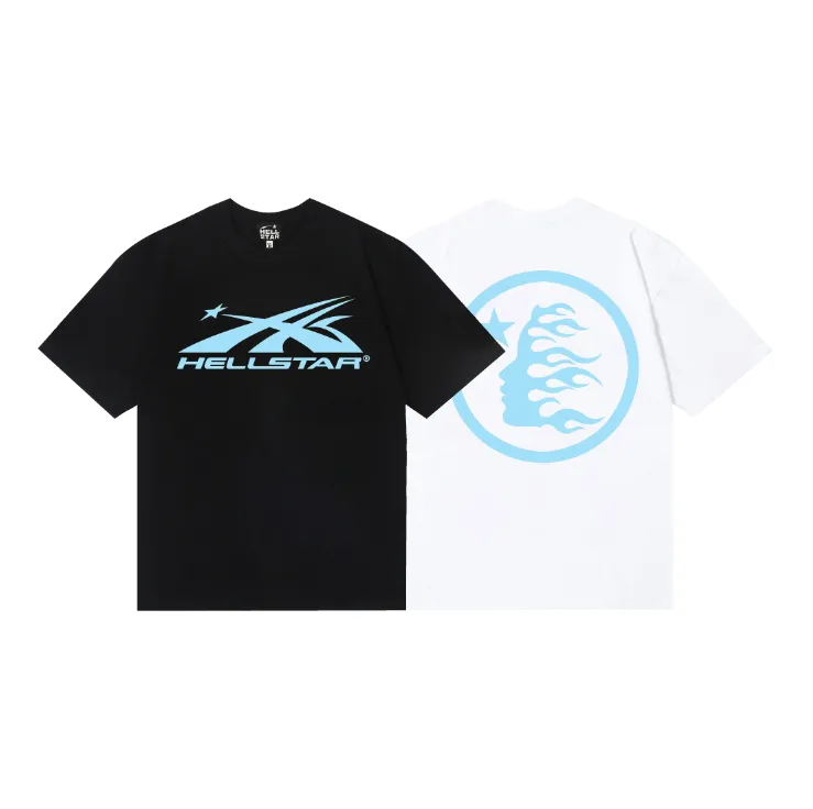 6802# P112 Hellstar American fashion high street pure cotton loose short-sleeved T-shirt Color: White Black Size: S M L XL