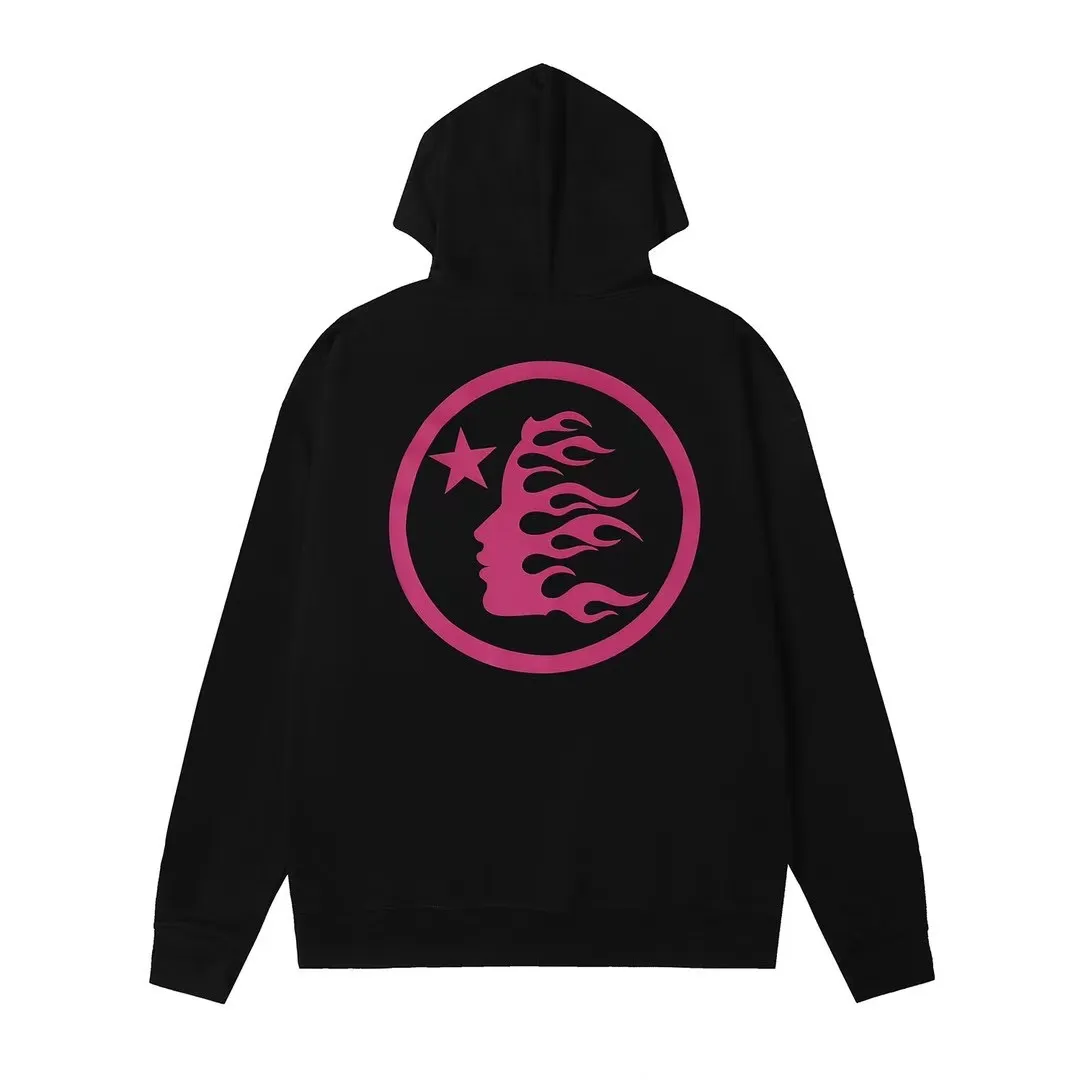 9904# P196 Ins American hip-hop trendy brand hellstar letter printed high street loose hooded pullover sweatshirt for men and women Color: Black White Size: S M L XL