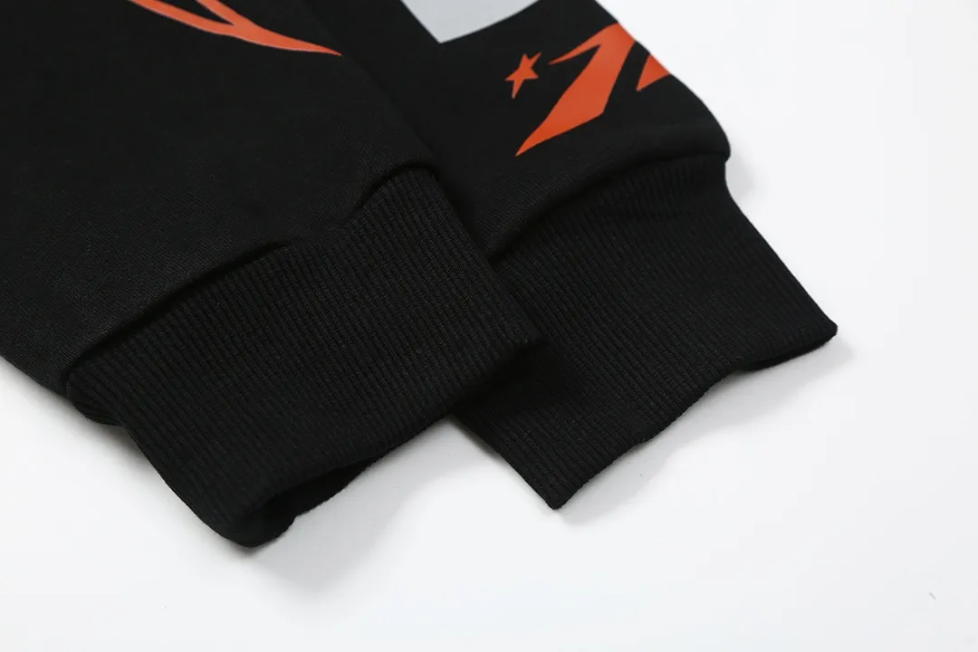 9905# P200 Ins American hip-hop trendy brand hellstar letter printed high street loose hooded pullover sweatshirt for men and women Color: Black Size: S M L XL