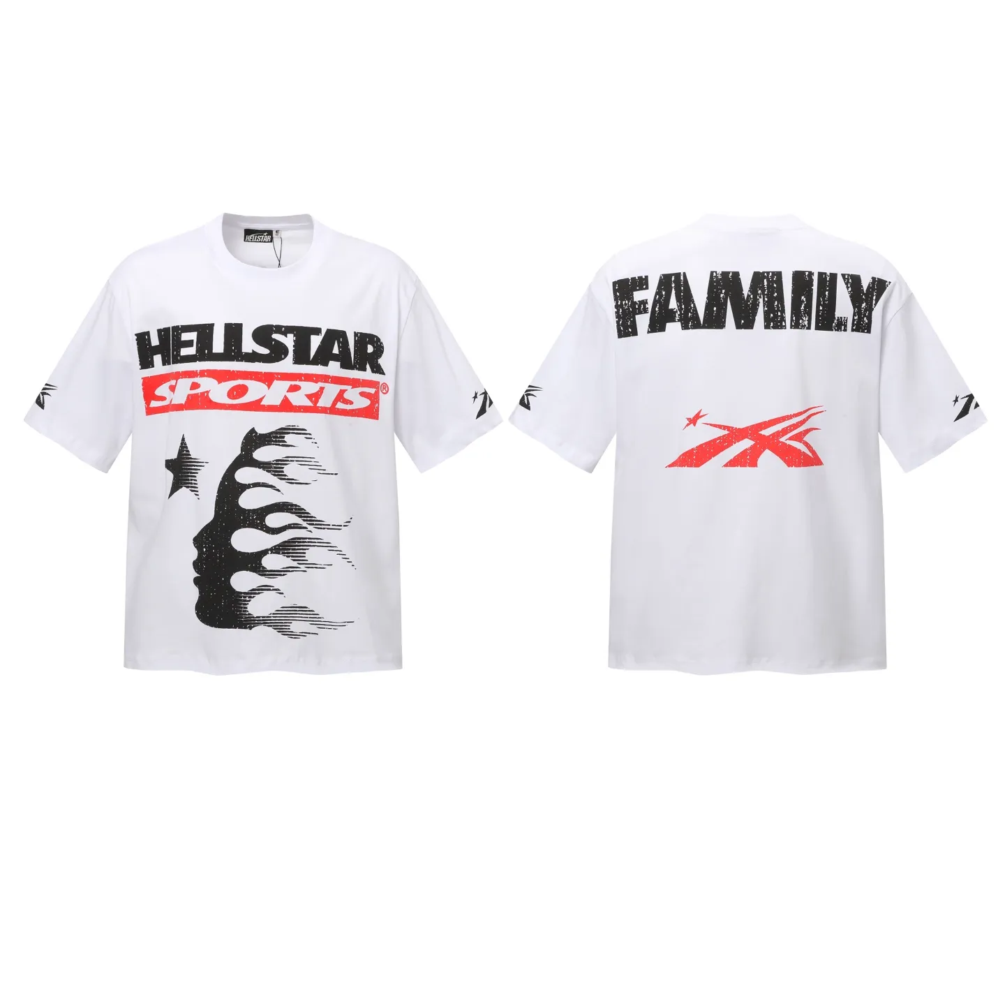 P108 Real-stock Hellstar Cross-border European and American style, street fashion brand pure cotton T-shirt Fabric (fabric): 32 pieces of 240g heavy combed double yarn pure cotton Size (size): S-M- L- X L Color (colour): white