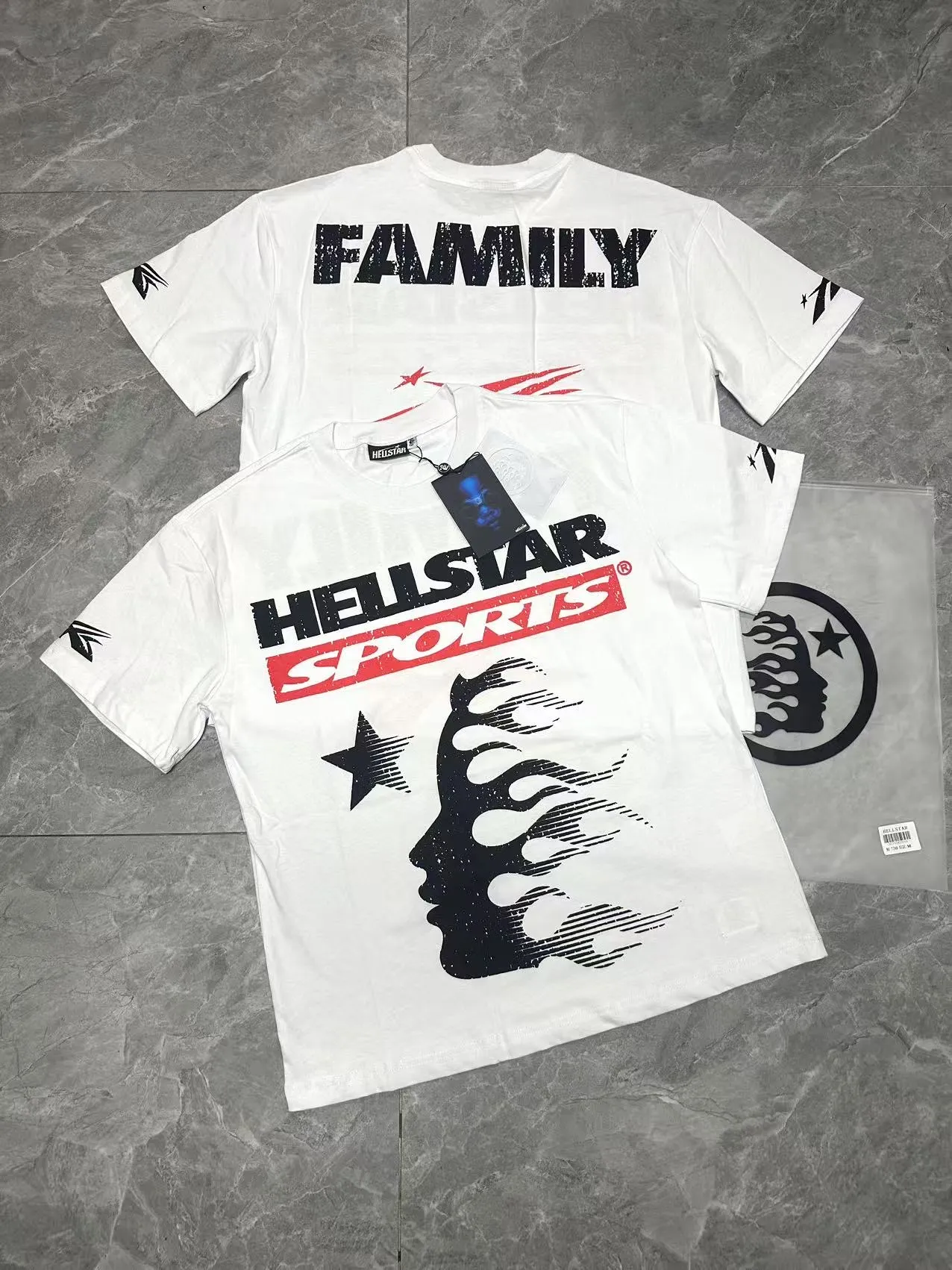 P108 Real-stock Hellstar Cross-border European and American style, street fashion brand pure cotton T-shirt Fabric (fabric): 32 pieces of 240g heavy combed double yarn pure cotton Size (size): S-M- L- X L Color (colour): white