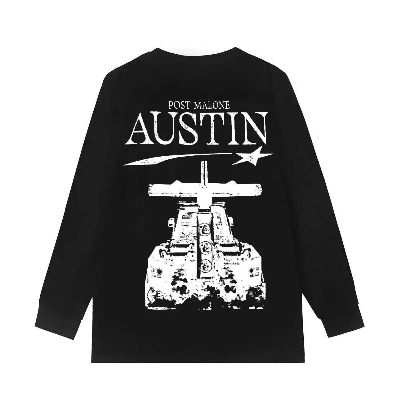 5522# P136 Hellstar Hellstar letter print lightning high street men and women hip-hop loose long-sleeved T-shirt Color: Black White Size: S M L XL