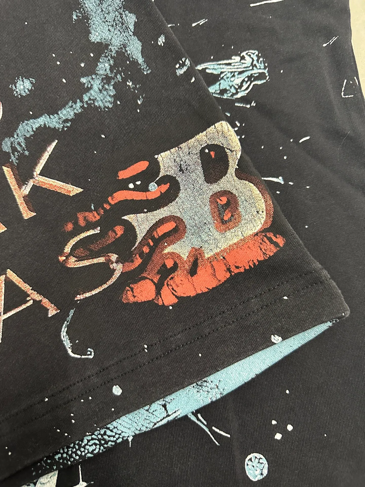P124 951# Washed Black Hellstar Cross-border European and American style street brand pure cotton T-shirt Fabric (fabric): 32 counts 250g washed combed double yarn pure cotton Size (size): S-M- L- X L Color (colour): Washed black