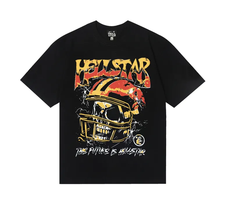 6713# P116 Hellstar American fashion high street pure cotton loose short-sleeved T-shirt Color: White Black Size: S M L XL