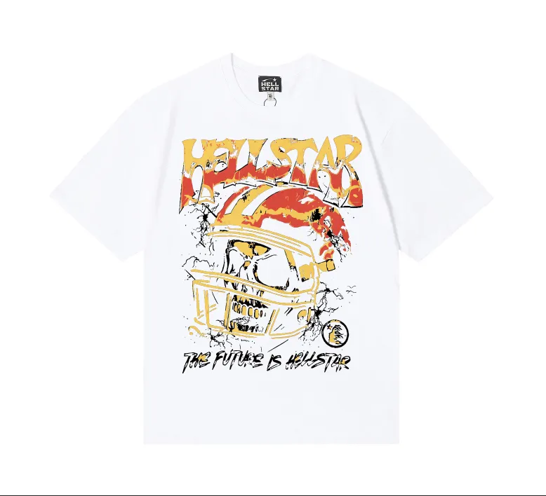 6713# P116 Hellstar American fashion high street pure cotton loose short-sleeved T-shirt Color: White Black Size: S M L XL