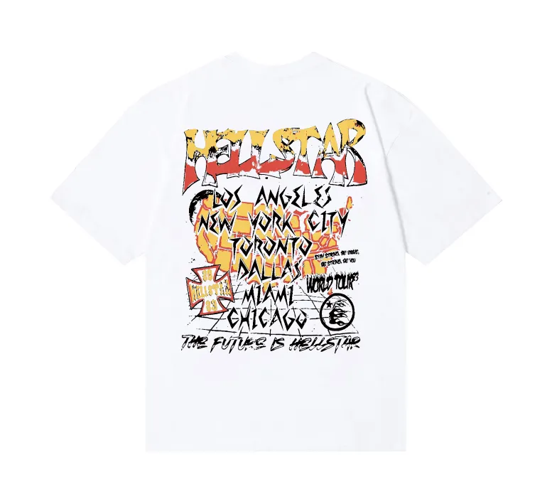 6713# P116 Hellstar American fashion high street pure cotton loose short-sleeved T-shirt Color: White Black Size: S M L XL