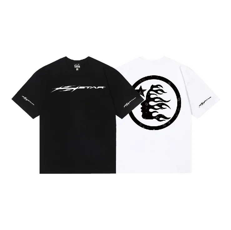 6771# P112 Hellstar American fashion high street pure cotton loose short-sleeved T-shirt Color: White Black Size: S M L XL