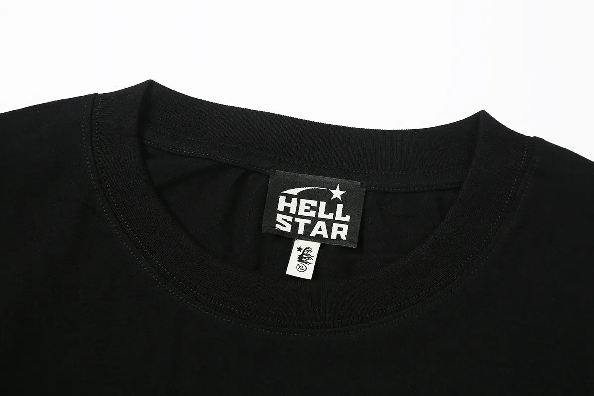 5524# P136 Hellstar Hellstar letter print lightning high street men and women hip-hop loose long-sleeved T-shirt Color: Black White Size: S M L XL