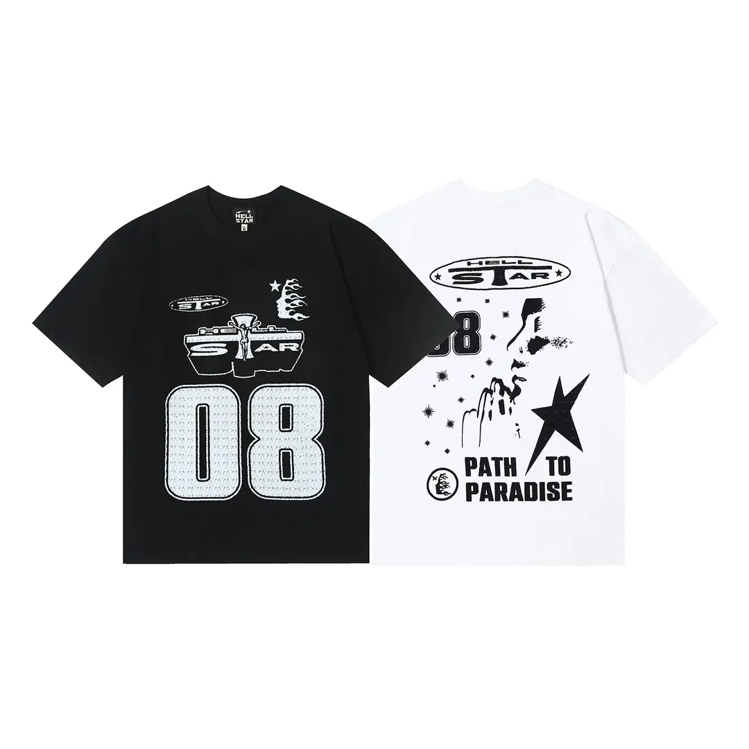 6625# P116 Hellstar American fashion high street pure cotton loose short-sleeved T-shirt Color: White Black Size: S M L XL