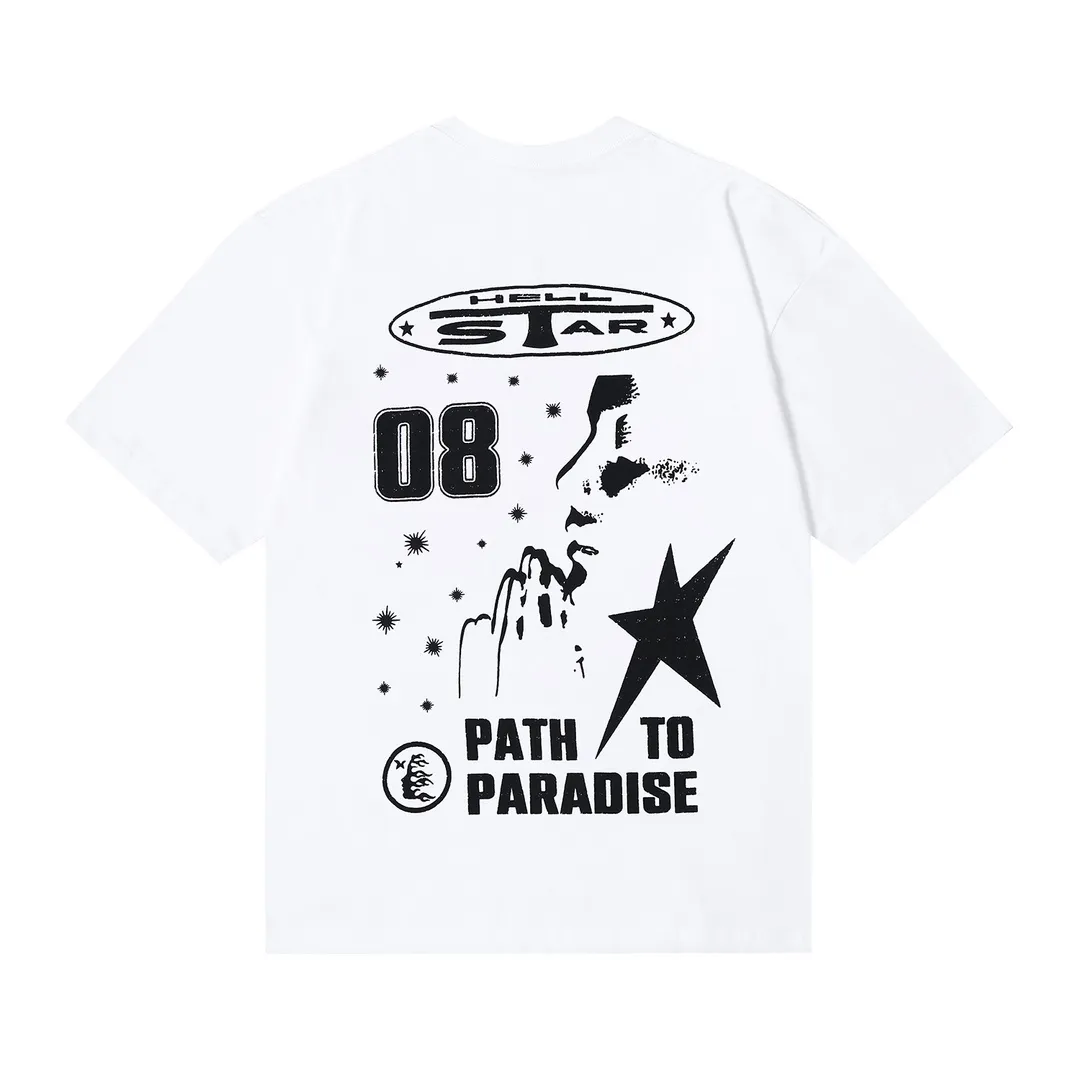 6625# P116 Hellstar American fashion high street pure cotton loose short-sleeved T-shirt Color: White Black Size: S M L XL