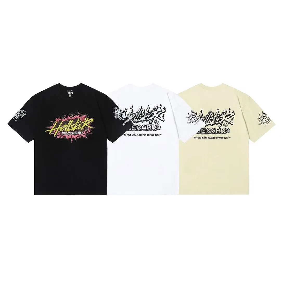 6657# P116 Hellstar American fashion high street pure cotton loose short-sleeved T-shirt Color: White Black Apricot Code Number: S M L XL