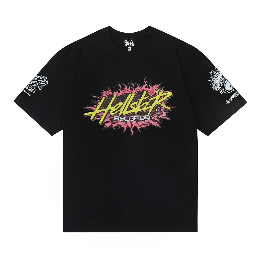 6657# P116 Hellstar American fashion high street pure cotton loose short-sleeved T-shirt Color: White Black Apricot Code Number: S M L XL