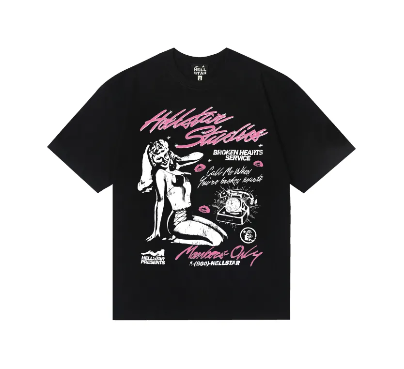 6764# P116 Hellstar American fashion high street pure cotton loose short-sleeved T-shirt Color: Black Size: S M L XL